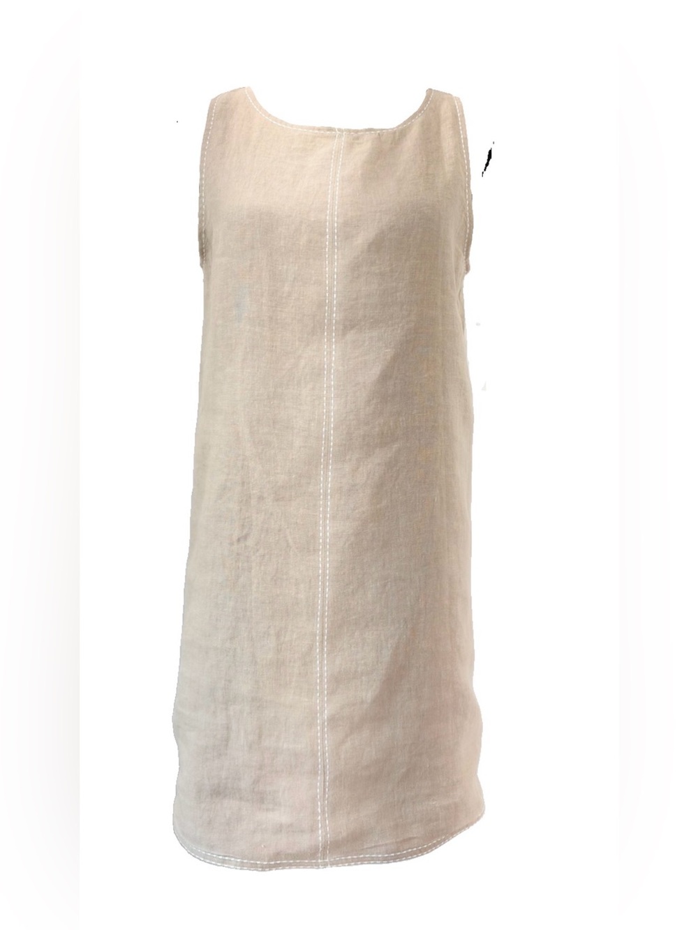 Crescent Danna Contrast Embroidery Linen Shift Dress Oatmeal/White sz Small NWT
